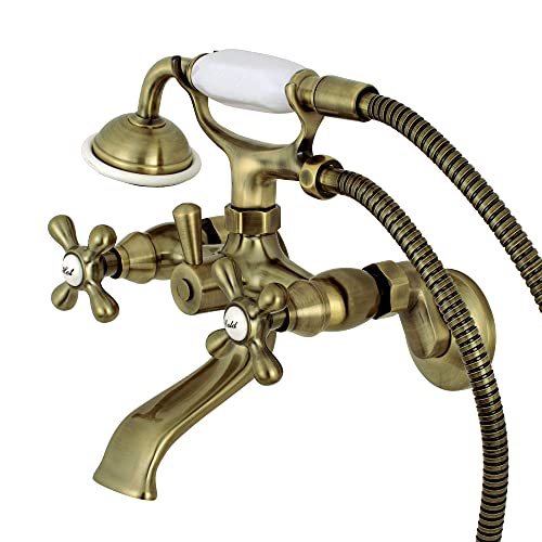 Kingston Brass KS265SB Tub Wall Mount Clawfoot Tub Faucet with Hand Shower, Brushed Brass