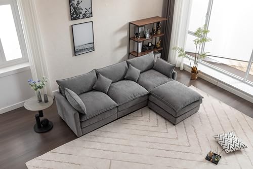 110.63" Modular Sectional Sofa, U Shaped Sofa Couch with Double Chaises 4 Pillows, High Supportive & Soft Sponges, Oversized Sleeper Sectionals Sofa Couch for Living Room, Apartment Beige