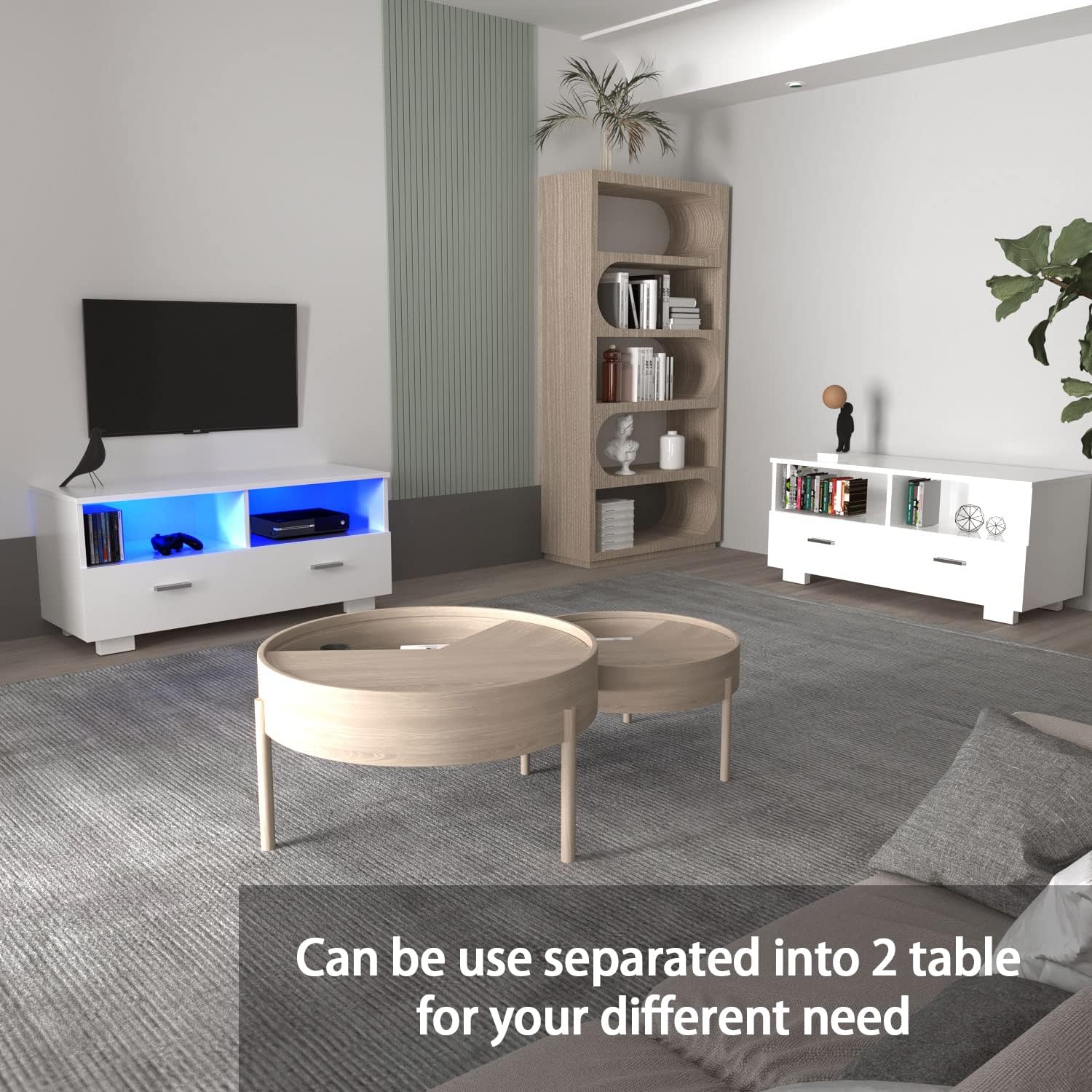 4 EVER WINNER TV Stand for 75+ Inch TV, LED TV Stands for Living Room with Storage Entertainment Center, Modern TV Console Table with Drawers for Bedroom, White