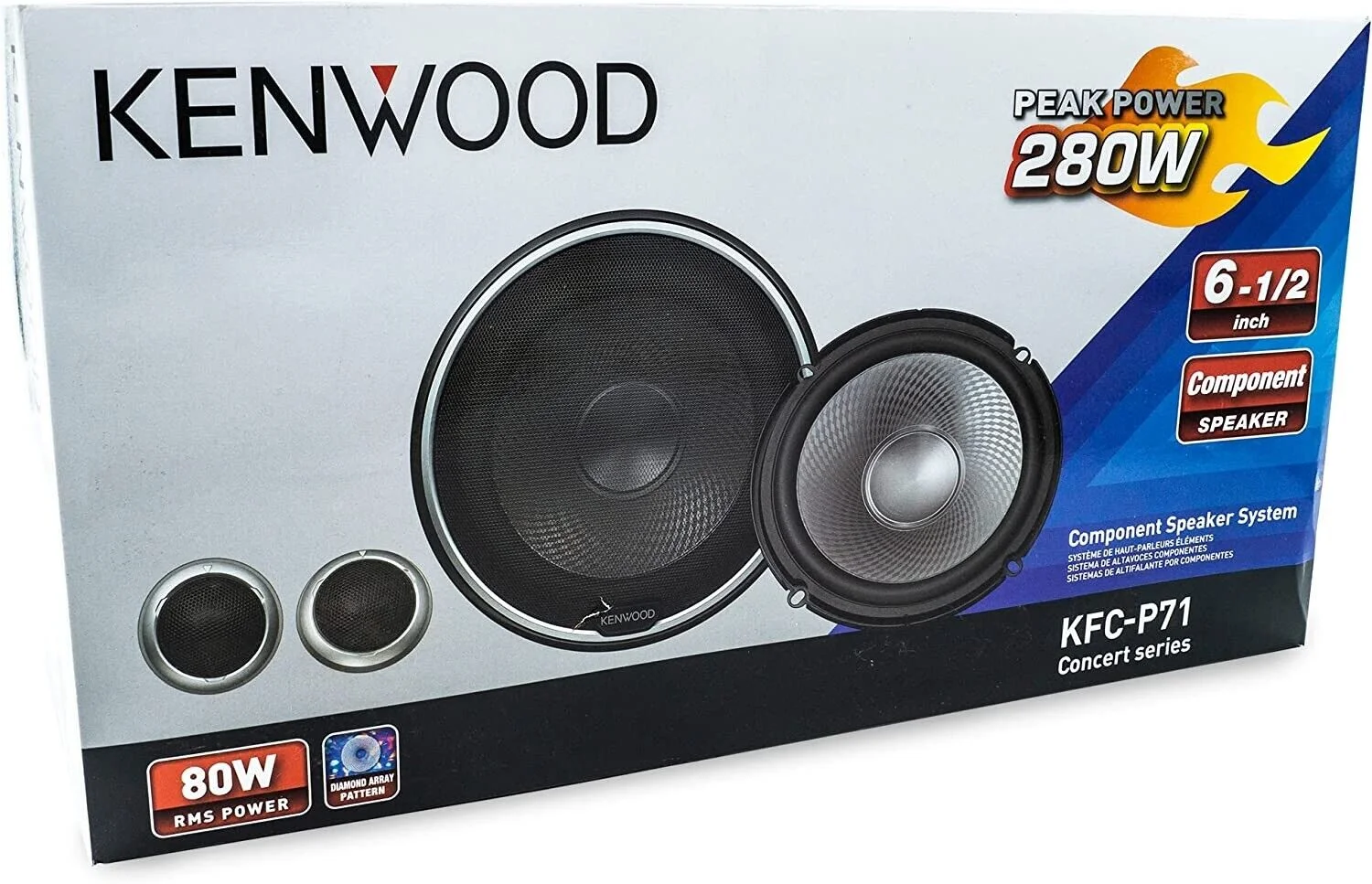 Kenwood KFC-P71 Concert Series 280 Watts 6-1/2" Component Speaker System