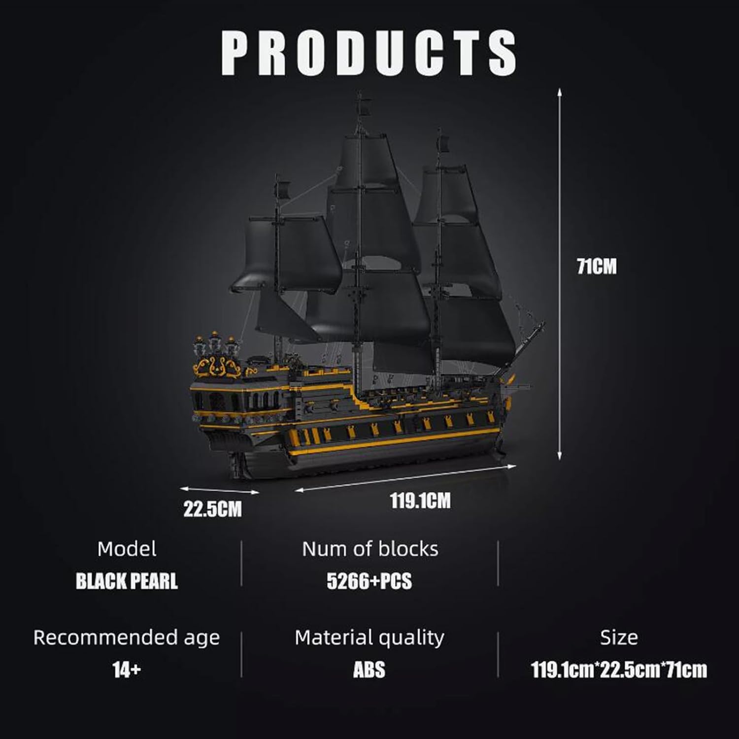 13186 MOC Technology Pirate Ship Building Blocks Black Pearl Ship Sailboat Model Construction Building Collector Series 5266+ Pieces Boat Model Kits Assembly Toy for People from 14 Years