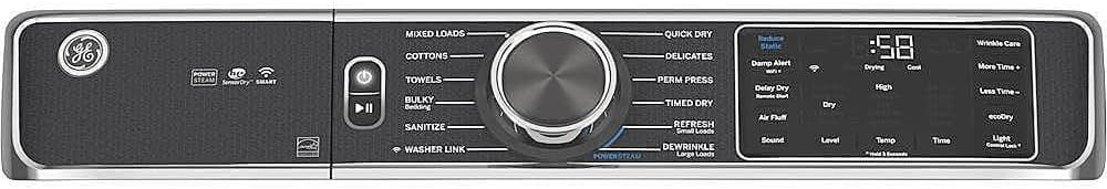 GE GFD85GSSNWW 28" Front Load Gas Dryer with 7.8 cu. ft. Capacity Stainless Steel Drum Built-in WiFi Sanitize Cycle and Damp Alert in White
