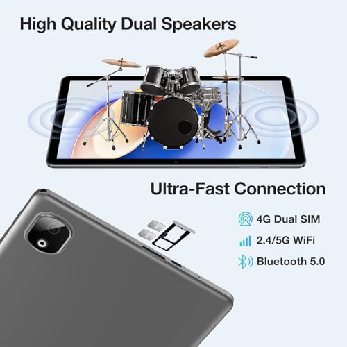 DOOGEE 11 Inch Tablet (2024), T30E Android 14 Tablet with 9GB RAM 128GB ROM/TF 1TB, 4G Cellular Tablets with Dual Sim Slot, Octa Core, 8000mAh, Widevine L1, Face Unlocked, BT5.0, 5G WiFi, GPS (Black)