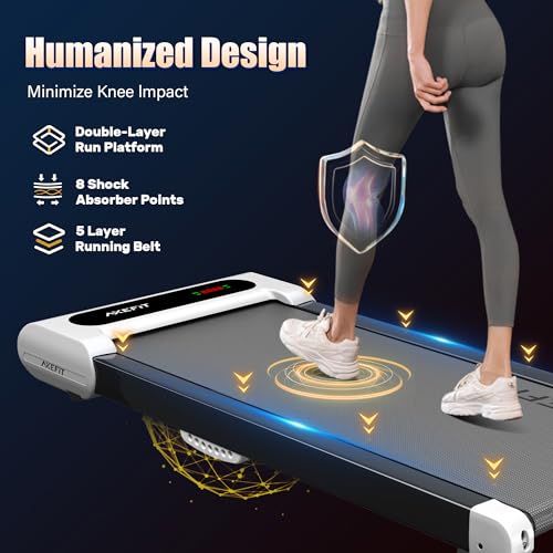 Walking Pad Treadmill, Under Desk Treadmill, Treadmill for Home Office, Quiet Treadmill 2 in 1 for Walking and Jogging, 2.5HP Portable Walking Treadmill with Remote Control, LED Display