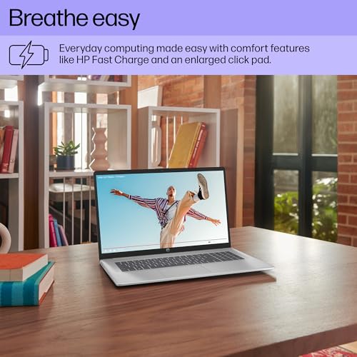 HP 17.3 inch Laptop, HD+ Display, AMD Ryzen 5 7520U, 16 GB RAM, 512 GB SSD, AMD Radeon Graphics, Windows 11 Home, Natural Silver, 17-cp2199nr