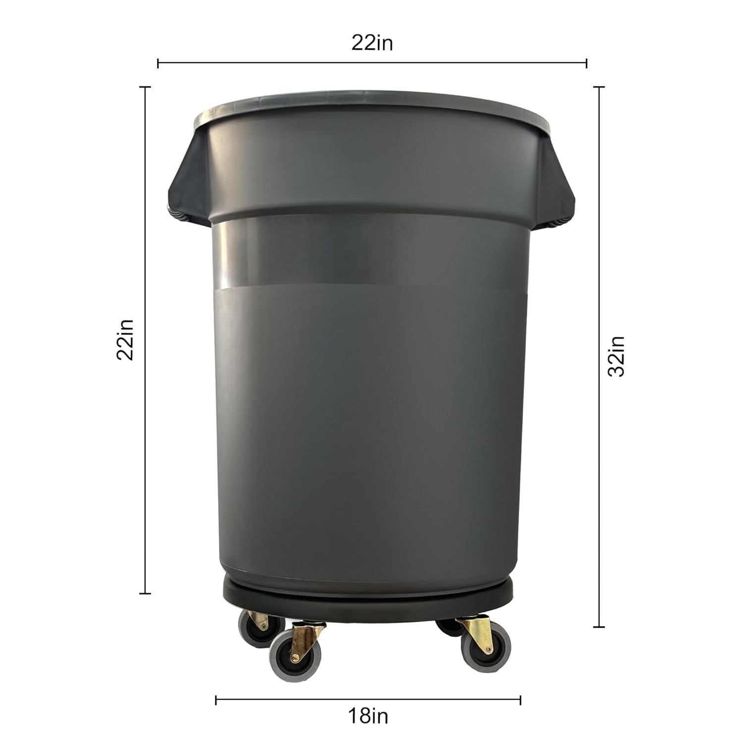 32 Gallon Outdoor Trash Can,Outdoor Trash Can with Lid,Outdoor Trash Can with Wheels,Sturdy Handle Round Trash Can for Outdoor, Garage, Backyard and Patio
