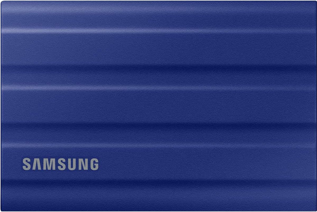 Samsung T7 Shield 2TB USB 3.2 Gen 2 Type-C Portable External SSD, Blue, with HD-2 Drive Case