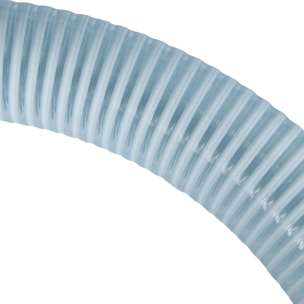 Suction Pump Water Hose with Pump Threads/Camlock - Made in the USA - White/Clear Trash Pump Hose - 2 x 20'