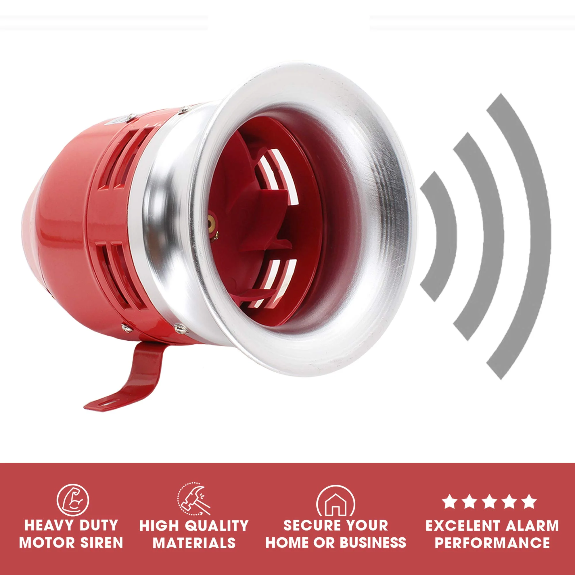 Shopcorp MS-390, 110V Industrial Motor Alarm Bell Horn Sound Buzzer Siren, Decibel Security (112 Decibels)