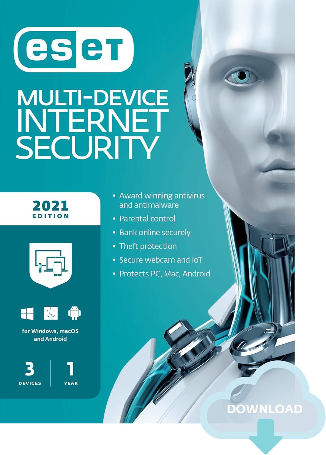 ESET Multi-Device Internet Security Premium | 2022 Edition | 5 Devices | 1 Year | Antivirus Software | Password Manager | Privacy Protection | Antispam | Anti-Theft | Digital Download [PC/Mac/Android/Linux Online Code]