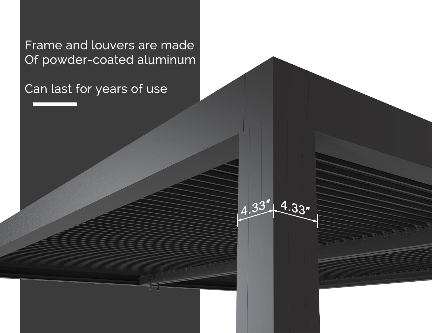PURPLE LEAF Louvered Pergola 12' x 20' Outdoor Aluminum Pergola with Adjustable Roof for Deck Backyard Garden Grey Hardtop Gazebo