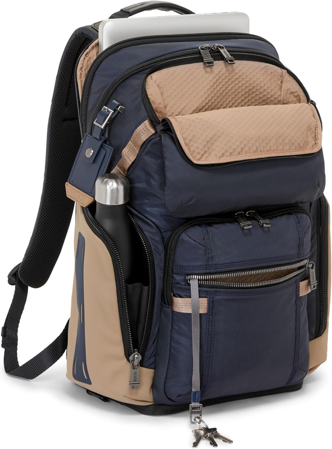 TUMI - Alpha Bravo Nomadic Backpack - Durable Carry On Backpack - 18.8" X 15.0" X 9.0" - Fits up to 15" Laptop - Midnight Navy/Khaki