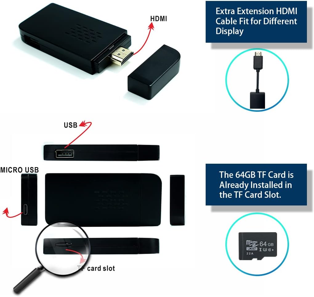 DOBEGIN Wireless Retro Game Console Stick Built in 10000+ Classic Games Plug and Play Video Games 4K HDMI Output for TV with 9 Emulators and PS2 Wireless Controller 2.4GHz Gift for Kids Adults Pack of 2