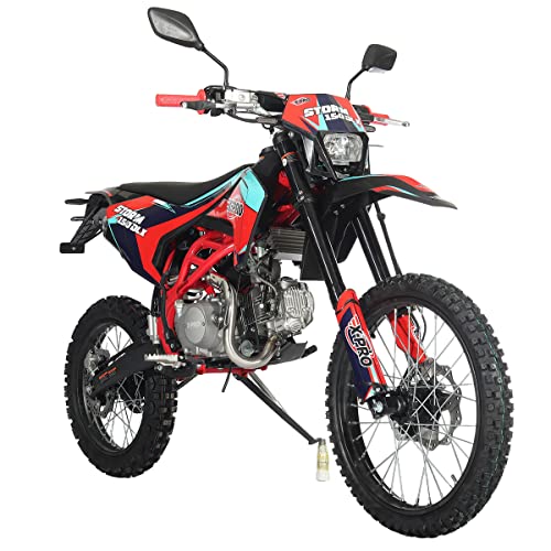 X-PRO 150 Dirt Bike Storm DLX 150 4-Speed Manual Transmission with All Lights, Electric/Kick Start, Big 19"/16" Tires!