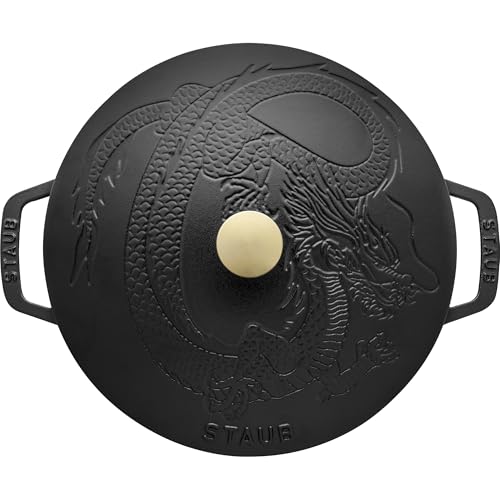 Staub Cast Iron 2.5-qt Braiser with Dragon Lid - Matte Black