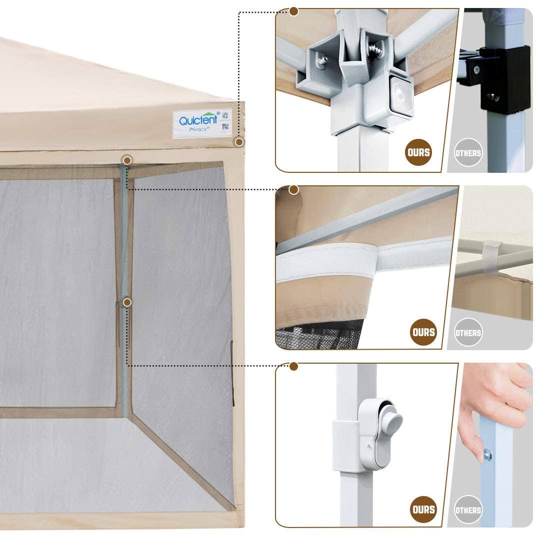 Quictent 8&x8& Pop Up Canopy with Netting (3 Colors ) Tan