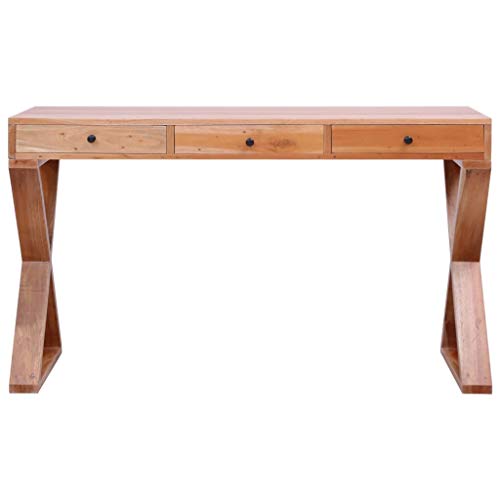 Office Desks Computer Desk Natural 52"x18.5"x30.3" Solid Mahogany Wood,Versatile and Durable Wooden Computer Desk with Ample Storage