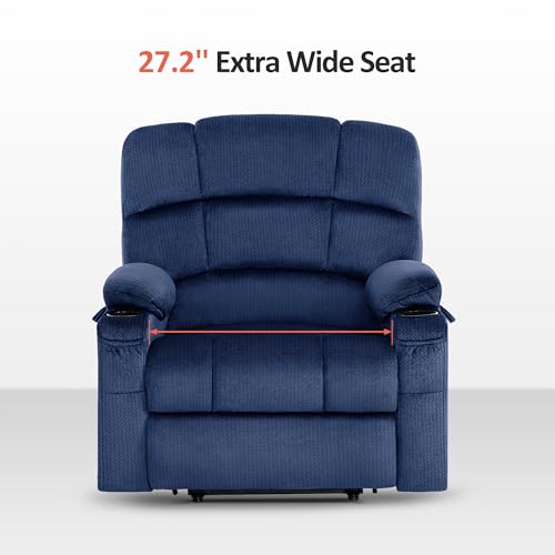 MCombo Large Dual Motor Power Lift Recliner Chair for Elderly, Massage and Heat, Lay Flat, Zero Gravity, Home Button, USB Port, Fabric 7680 (Large, Beige)