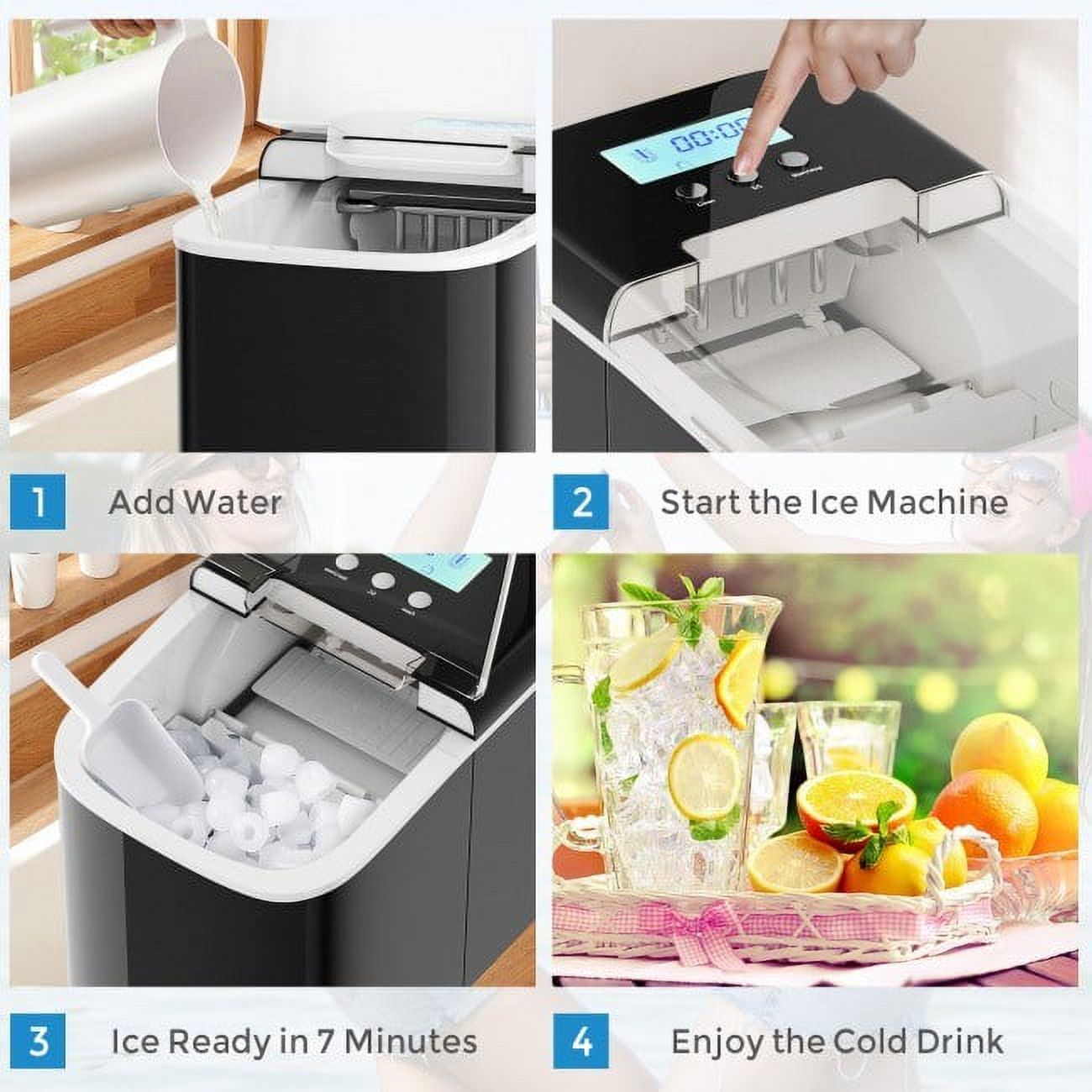 Portable Countertop Ice Maker - Make Ice in Minutes
