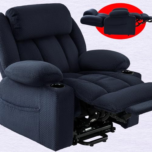 Power Lift Recliner Chair for Elderly - Triple Motor Lift Chairs - Infinite Position Adjust - Power Headrest - Heated & Massage - Lift Assist & 180° Lay Flat - Soft Plush Flannel (Grey)