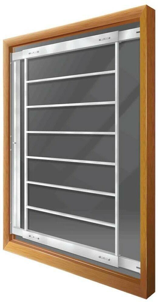Mr. Goodbar Swing-Away 29 in. to 42 in. Adjustable Width 8-Bar Window Guard, White, Powder Coated White