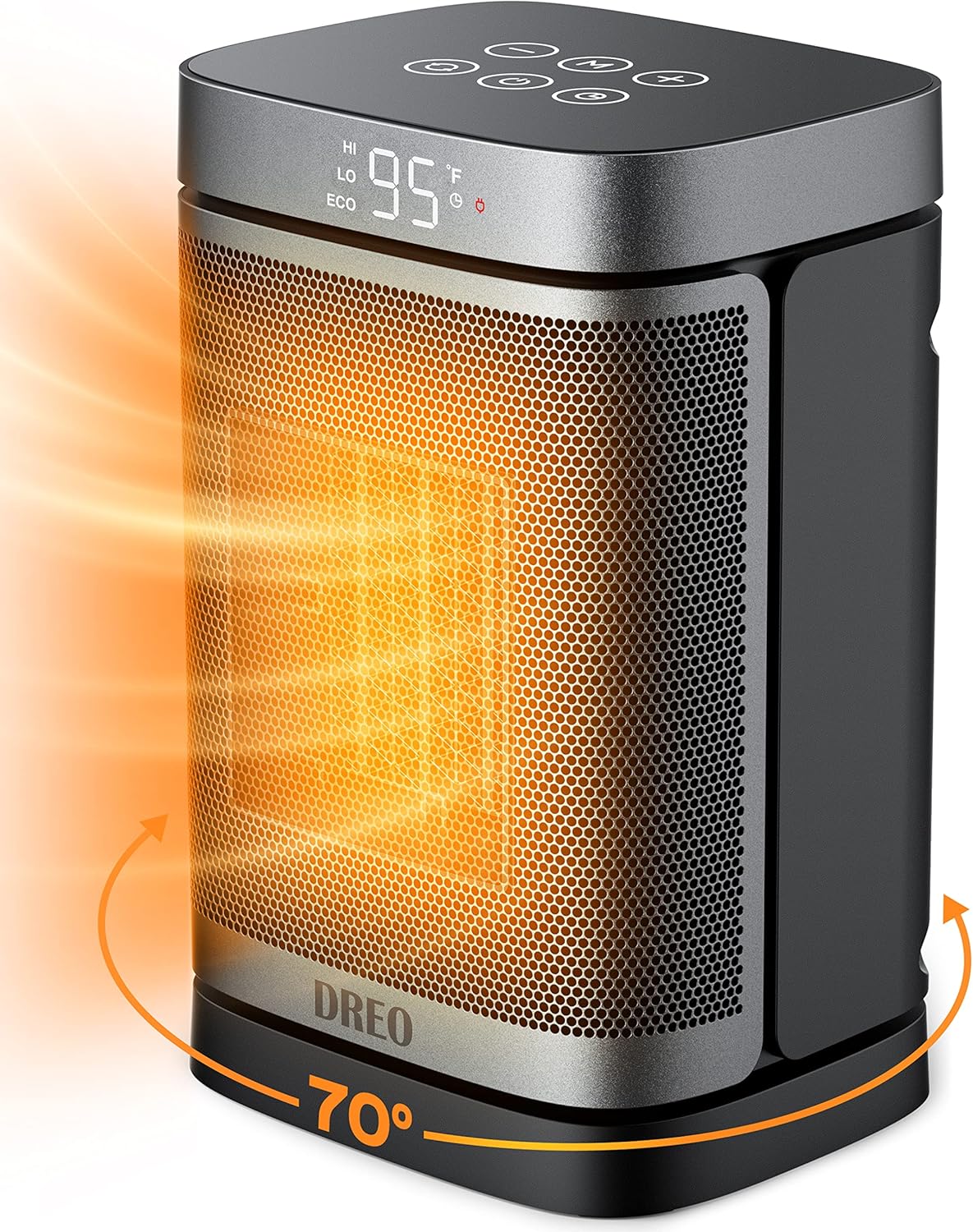 Dreo Space Heater &ndash; 70&deg;Oscillating Portable Heater with Thermostat, 1500W PTC Ceramic Heater with 4 Modes, 12h Timer, Safety & Fast - Quiet Heat, Small Electric Heaters for Indoor Use, Bedroom, Office