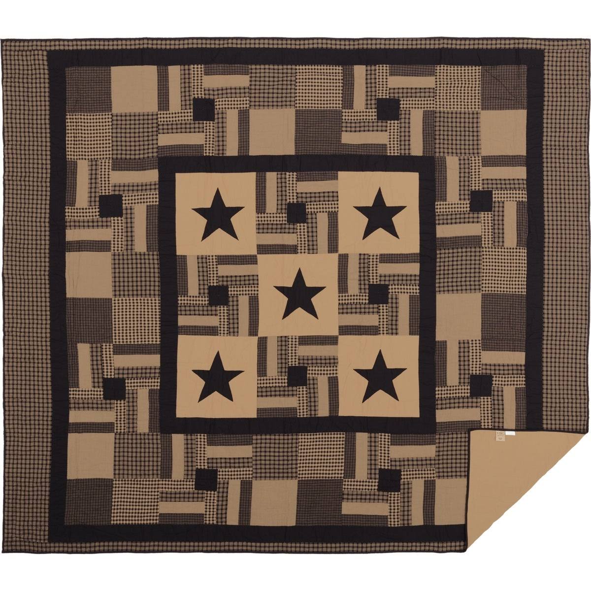 Black Check Star California King Quilt
