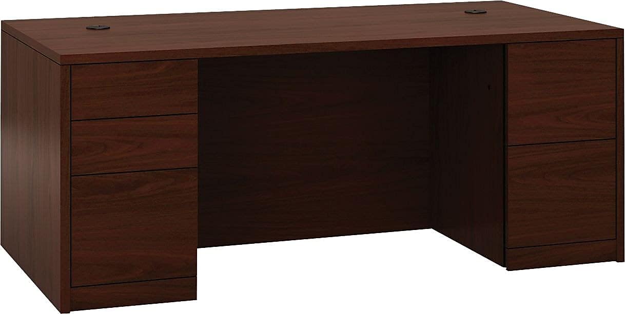 HON 105890NN 10500 Series Double Pedestal Desk, Full-Height Pedestals, 72w x 36d, Mahogany
