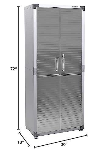 Seville Classics UltraHD Solid Steel Lockable Metal Storage Cabinet Locker Organizer, w/Adjustable Shelves for Garage, Warehouse, Office, Classroom, Granite, 48" W x 24" D x 72" H