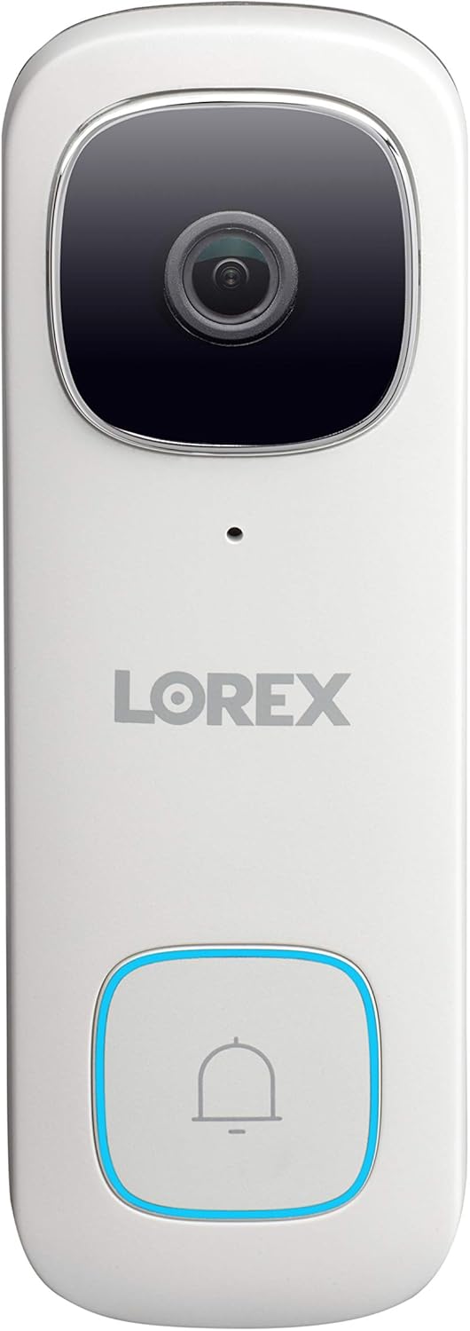 Lorex 2K WiFi Doorbell Camera, Home Surveillance Wired Video Doorbell, Outdoor Security Camera System Requires Existing 16-24VAC Doorbell Wiring, White