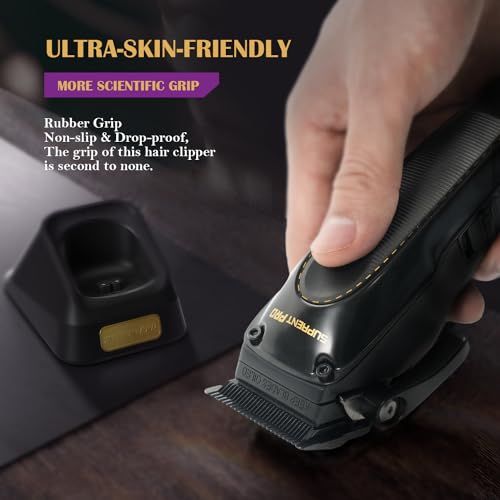 SUPRENT PRO Professional Hair Clippers for Men - High Torque Brushless Motor & Detachable Blade - Cordless Hair Clipper Set for Barbers with Charging Base - Premium Gift Hair Clipper Kit