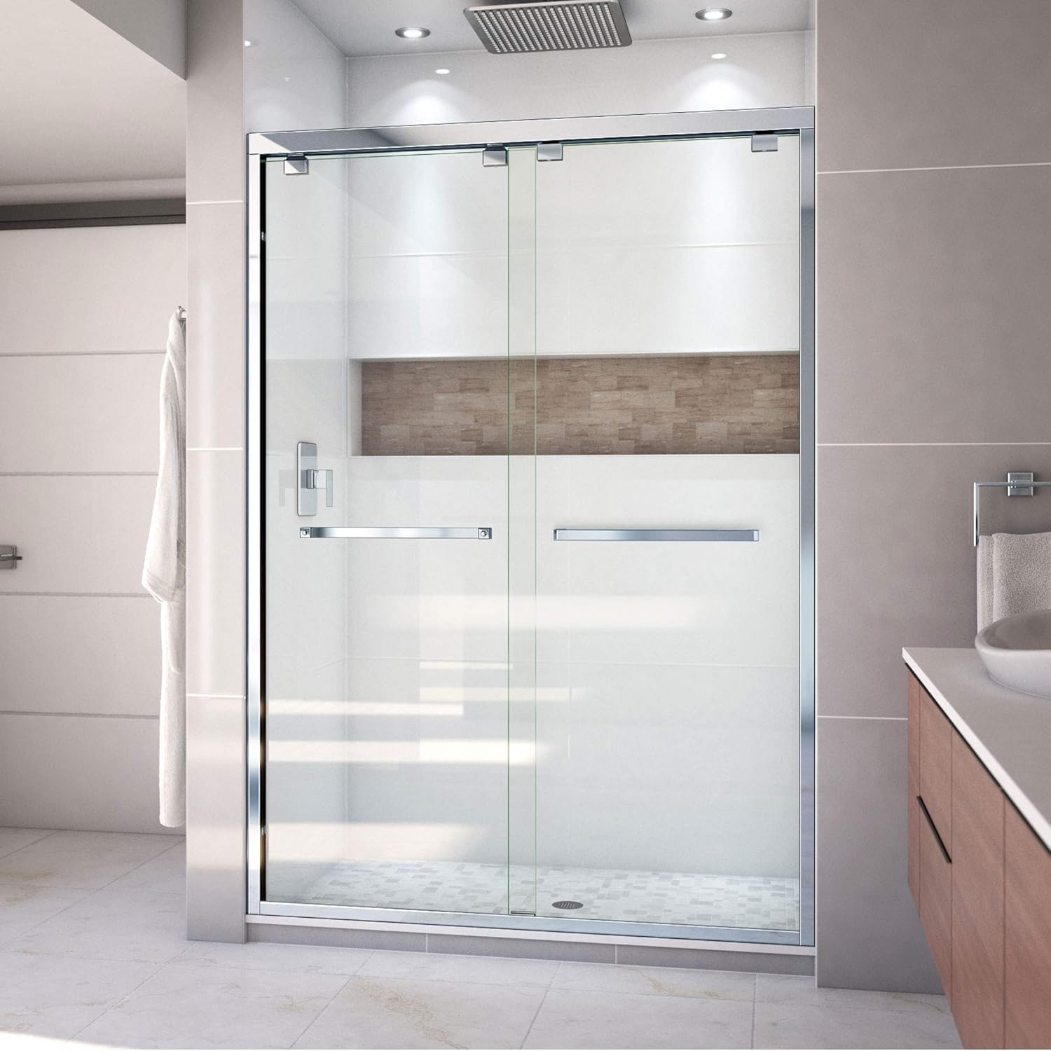 DreamLine Encore 50-54 in. W x 76 in. H Semi-Frameless Bypass Shower Door in Satin Black, SHDR-1654760-09