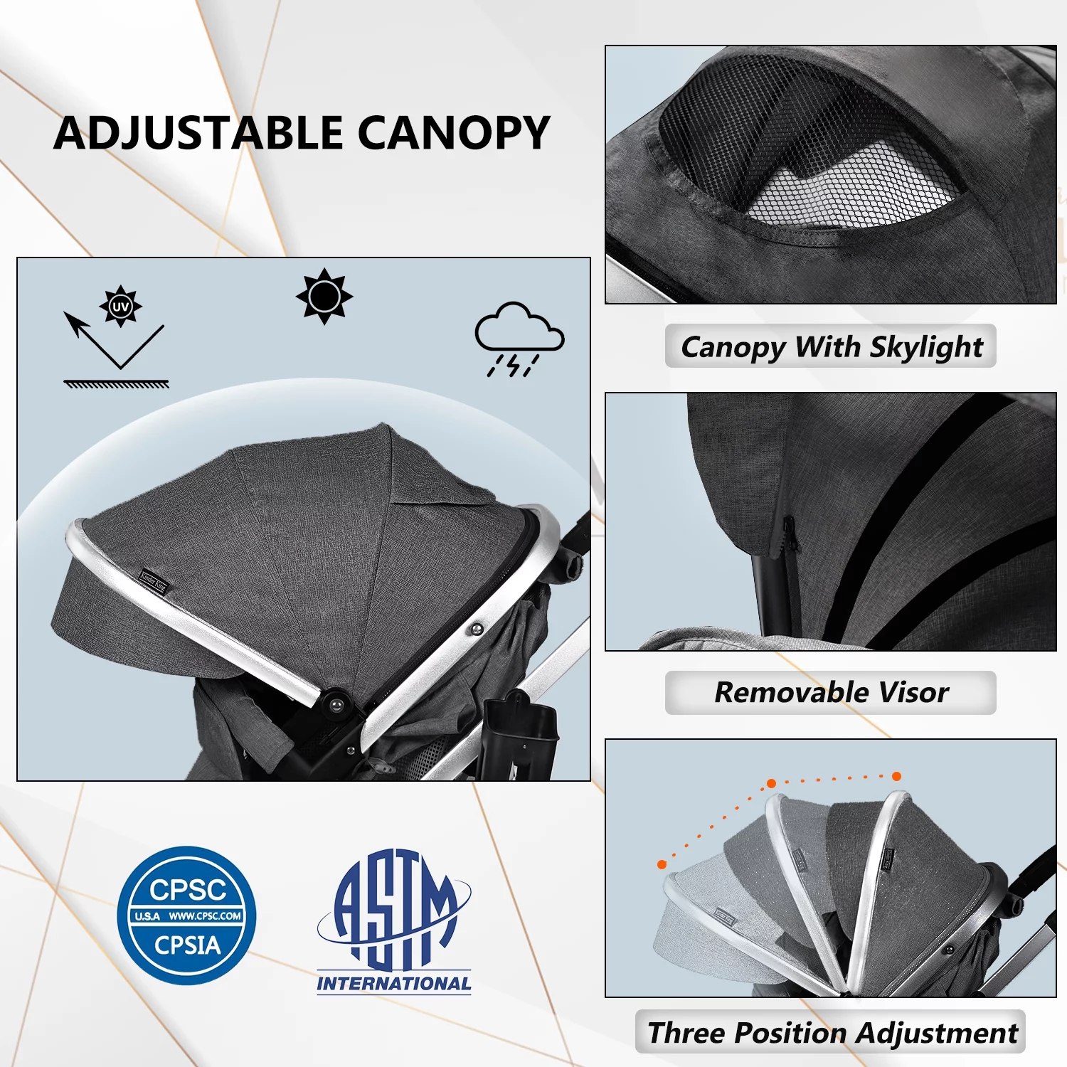 AILEEKISS 2 in 1 Convertible Baby Stroller, Unisex Folding Infant Newborn Bassinet Pram, Dark Grey