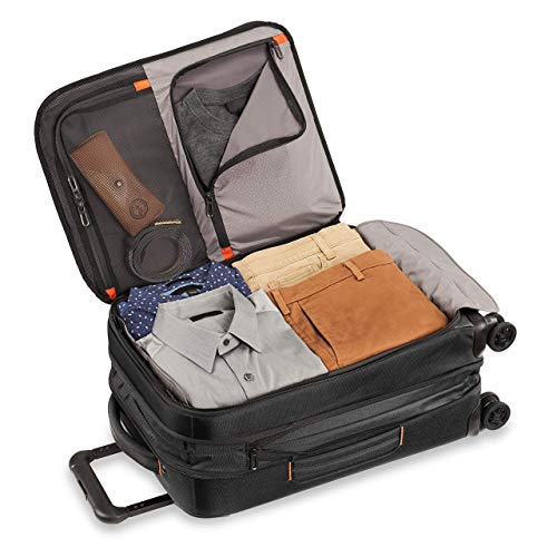 Briggs & Riley Domestic 22" Carry On Expandable Spinner - Luggage for Travel, Suitcases with Wheels, Softside Rolling Bag for Men & Women, Self-Repairing Zipper - ZDX Collection, Black