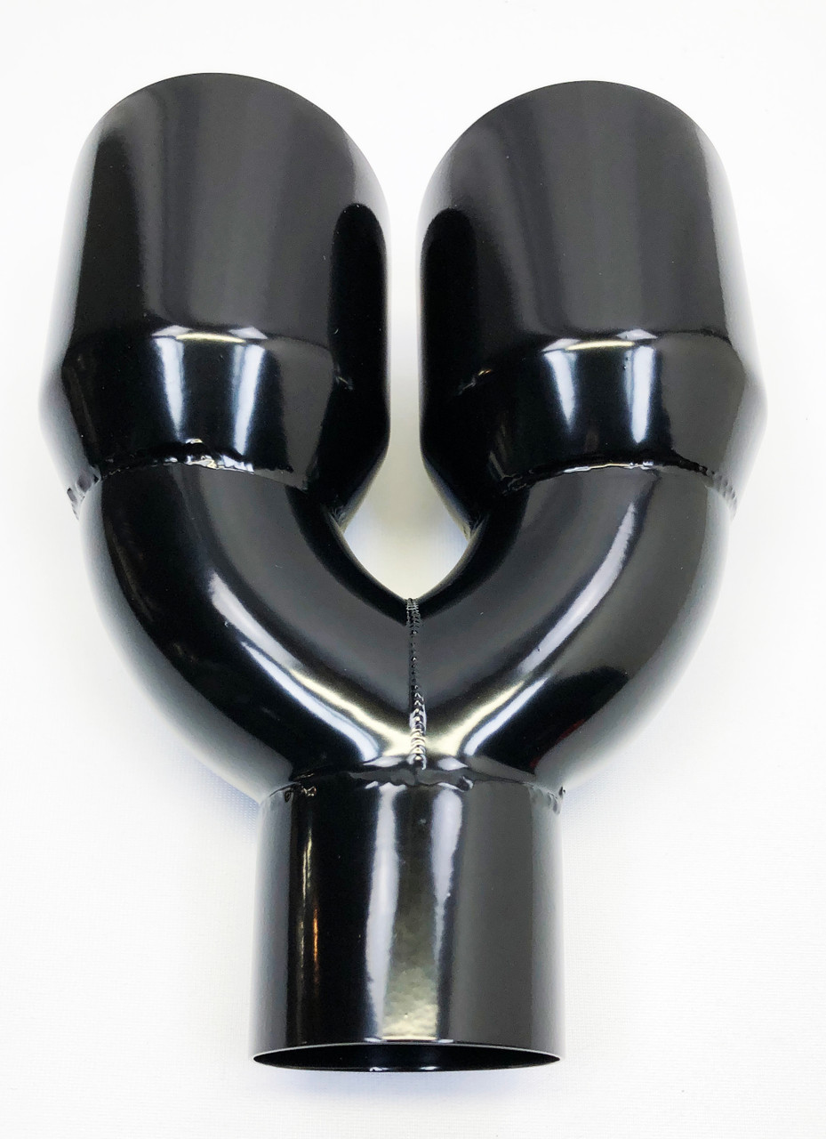 Exhaust Tip 2.50" Inlet 3.50" Outlet 9.50" long Dual Round Slant High Temperature Black Black Stainless Steel  WDWDRS35095-250-BK-SS Wesdon Exhaust Tip