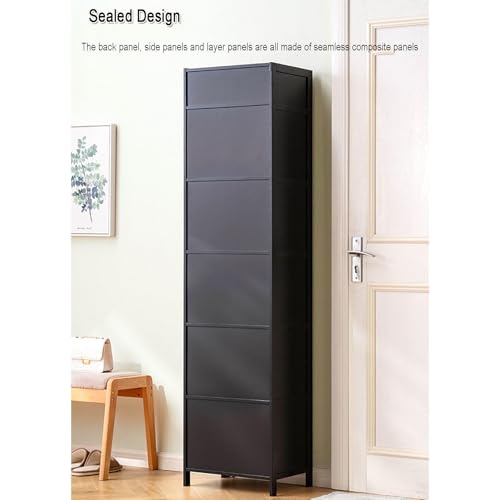Shoe Storage Cabinet with Doors, Bamboo Narrow Slim Shoe Rack Cabinet Hidden Shoe Shelf Organizer for Closet Hallway Bedroom Entryway Living Room,B-43 * 32 * 97cm