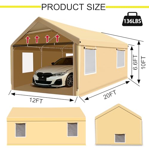 Rainproof Portable Paint Booth 26X14X10.5FT Spray Booth with 6pcs Mesh Windows & Floor for Painting Cars, Auto Parts, Furnitures and Other Big Items