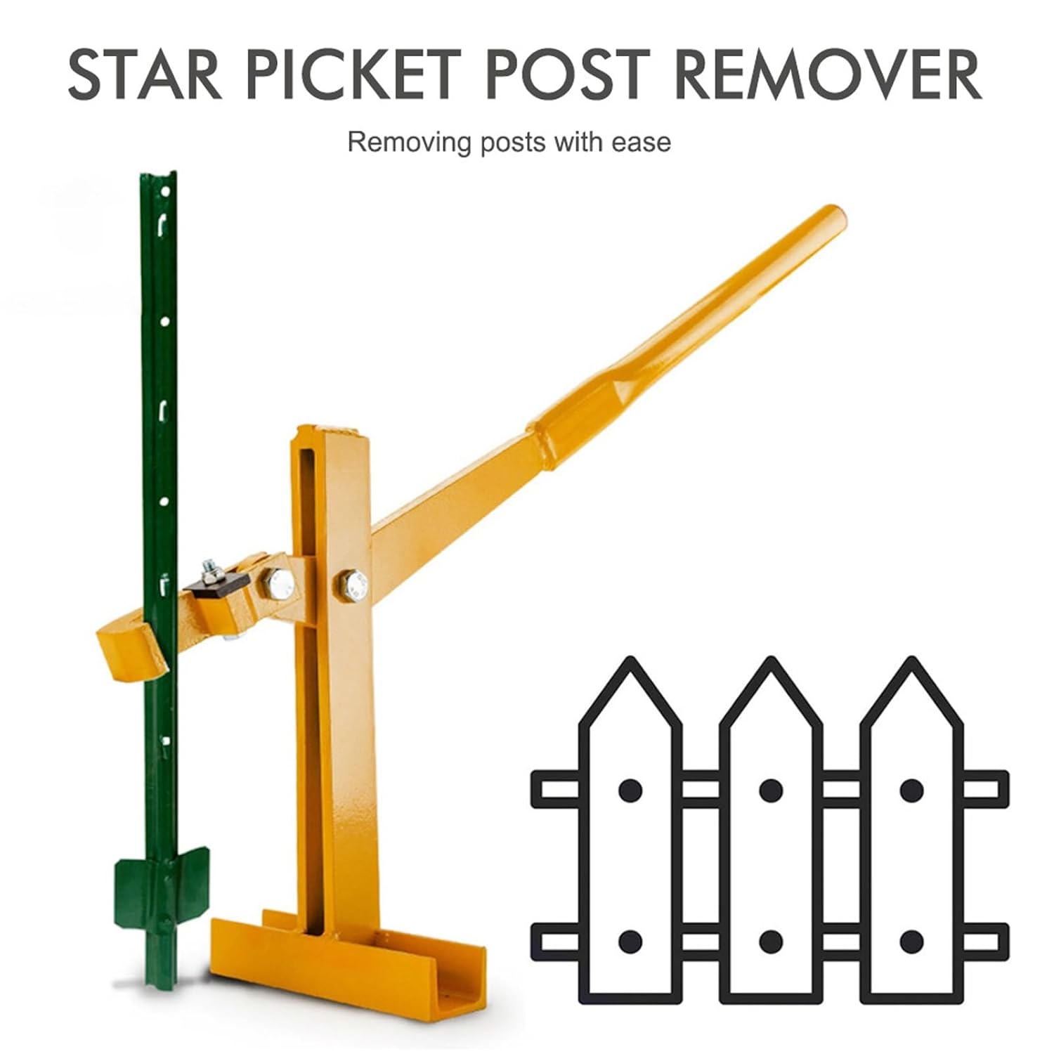 Heavy Duty Post Puller Set with Lifting Chain Puller, Fence Post Remover Puller Stainless Steel Metal Lifter with Handle for Ranch Farm, Wood Post Puller for Round Fence Posts Tree