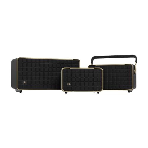 JBL Authentics 200 - Retro Style Smart Home Speaker with Built in Wi-Fi, Bluetooth and Voice Assistants, Alexa and Google Assistant, Multi-Room Playback, Automatic self tuning (Black/Gold)