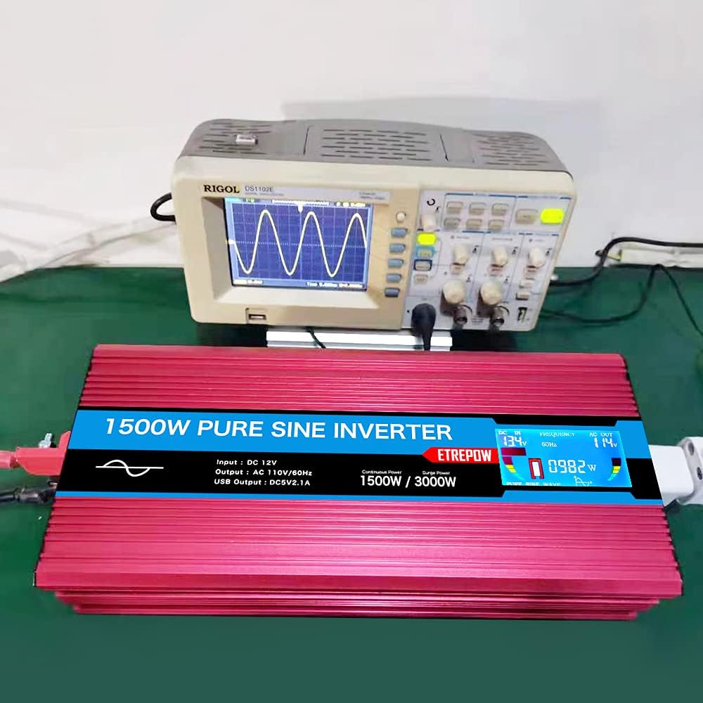ETREPOW 3000 Watt Pure Sine Wave Inverter 12V to 110V 120V with LCD Display, 4 AC Sockets, 2.1A USB Port, Dual Fans and Wireless Remote Control-Off-Grid Inverter for RV, Automotive 6000W Peak