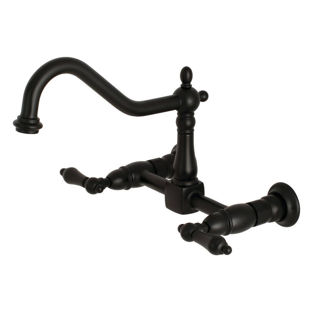 Kingston Brass KS1242AL Heritage 8 in. Wall Mount Kitchen Faucet, Polished Brass
