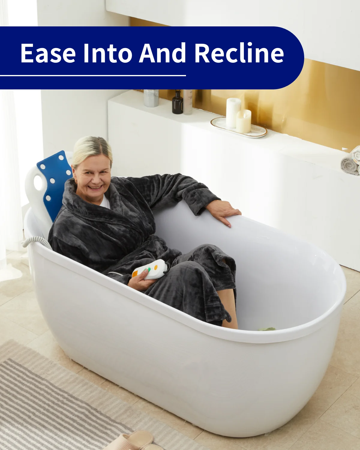 Electric Bath Lift Chair ,Suitable for Bathtubs Larger Than 16“ Wide, High-Strength Steel Pole Support,6 Bottom Non-Slip Suction Cups,Collapsible,Bearing Weight 300LB