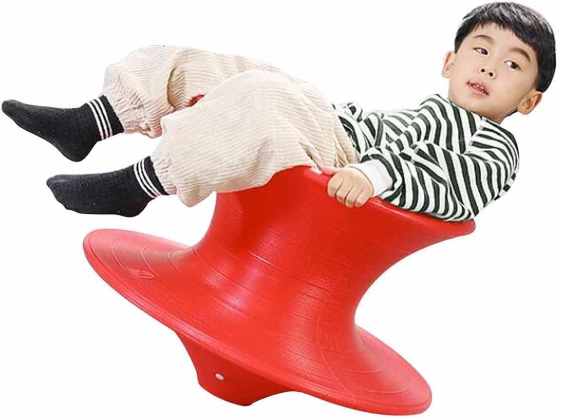 Childern Gyro Swivel Chair, 360 Degree Rotation Lounge Chair, Tumbler Gyro Spinning Chair, Red Spin Sensory Chair for Boys & Girls Ages 2 to 5