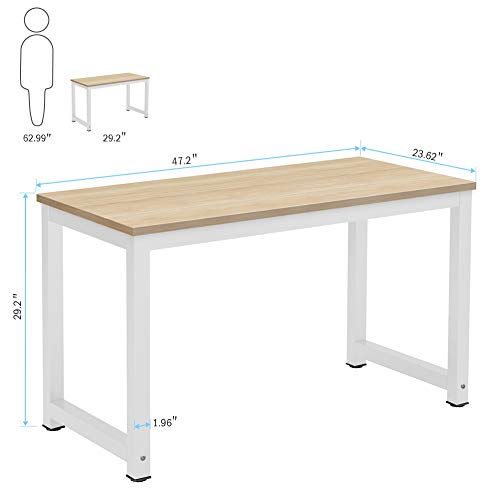Tribesigns Modern Computer Desk, 63 x 31.5 inch Large Executive Office Desk Computer Table Study Writing Desk Workstation for Home Office, Spliced Desktop, White