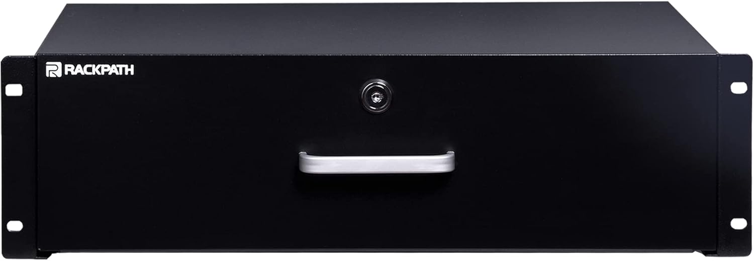 RackPath 1U Rack Mount Drawer for 19 Inch AV/Network/DJ Equipment Racks or Cabinets with Lock and Key