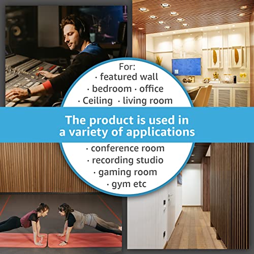 Art3d 4-Piece Wood Slat Acoustic Panels for Stylish Decor and Noise Reduction, 3D Textured Panel for Ceiling and Wall, Matte Black