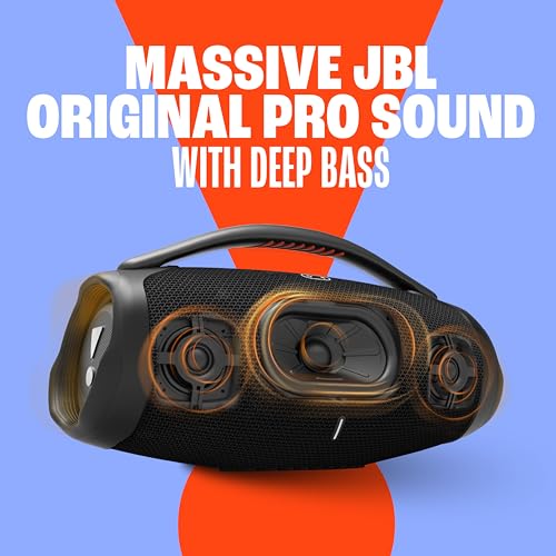 JBL Boombox 3 Black Portable Bluetooth Speaker with Massive Sound, Deepest Bass, IPX7 Waterproof, 24H Playtime, PartyBoost