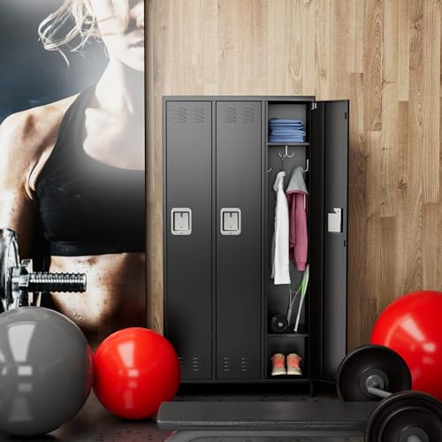 METAN Metal Storage Locker for School Office Gym Bedroom, 12 Doors Locker Cabinet for Employees, Industrial Steel Storage Locker with 12 Hooks, Assembly Required (12 Door-Light Gray)