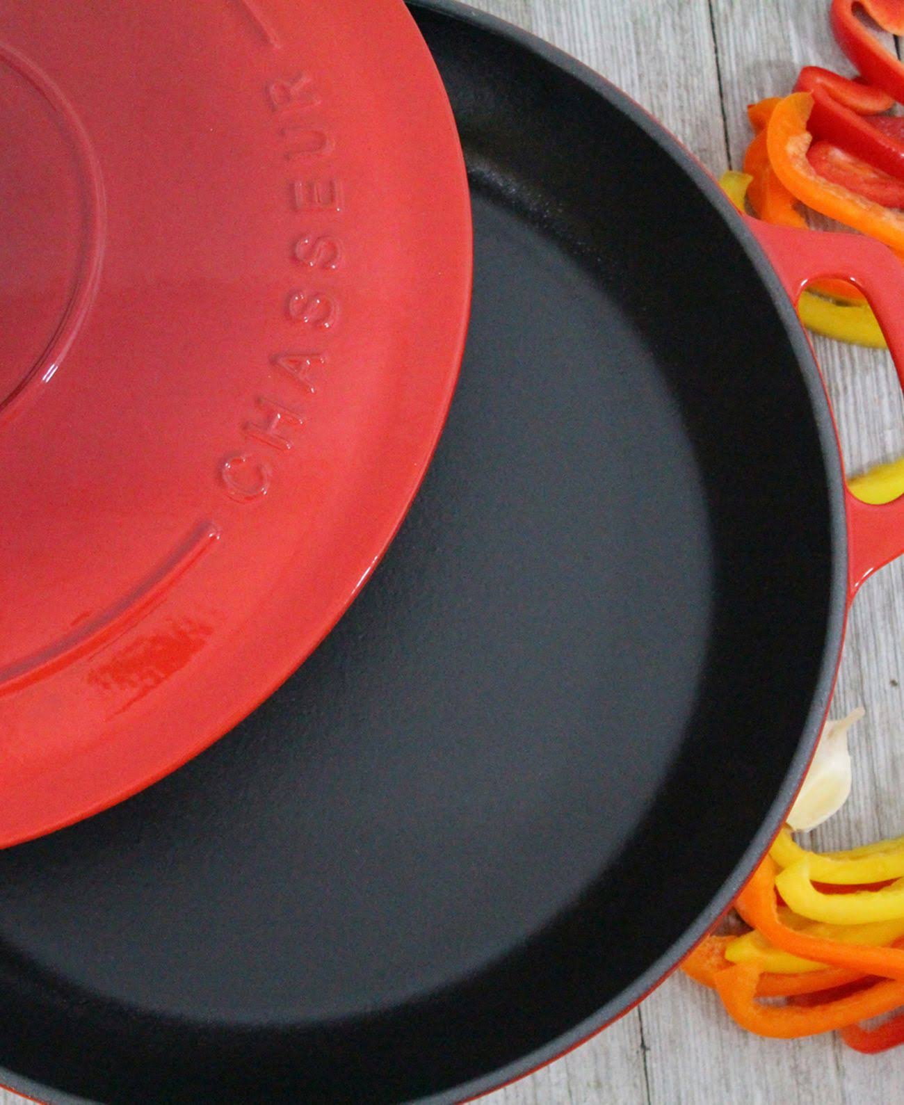 Chasseur 2.6-Quart Red Enameled Cast Iron Braiser with Lid
