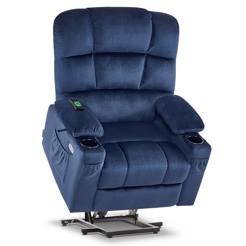 MCombo Large Dual Motor Power Lift Recliner Chair for Elderly, Massage and Heat, Lay Flat, Zero Gravity, Home Button, USB Port, Fabric 7680 (Large, Beige)